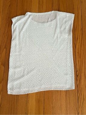 LOFT Polka Dot Sleeveless Mixed Media Blouse